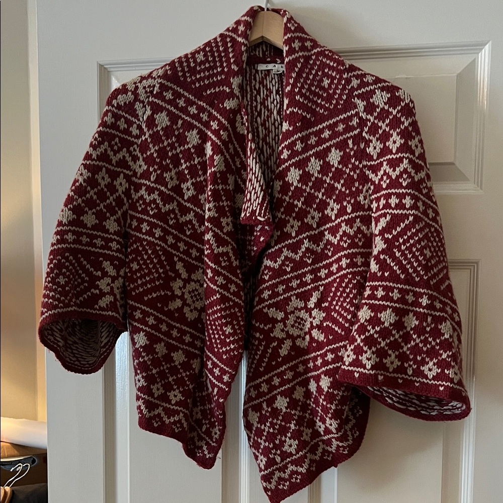 CAbi Fair Isle Cropped Drapey Sweater M